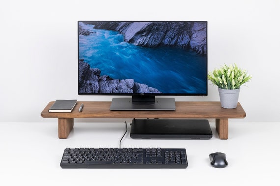 Medium and Large Dual Monitor Stand Made of Solid Wood in 2 Sizes