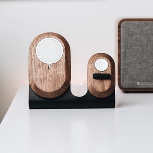 Desk accessories gift - 2 in 1 Magsafe and Apple Watch charging station, dual charger stand for iPhone 12/13/14/15/16