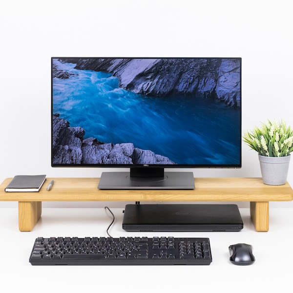 Medium and large laptop and monitor stand made of solid wood in 2 sizes, desk shelf, monitor and laptop riser