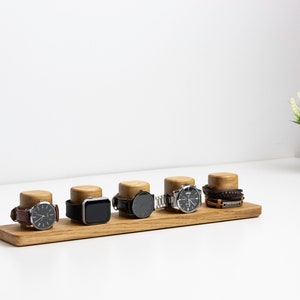 Watch Stand for multiple watches made of solid wood, Wristwatch Storage, Timepiece Display, Watch holder and display for 1-5 watches