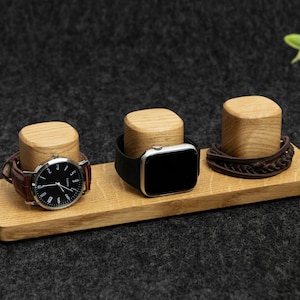 Watch Stand for multiple watches made of solid wood, Wristwatch Storage, Timepiece Display, Watch holder and display for 1-5 watches