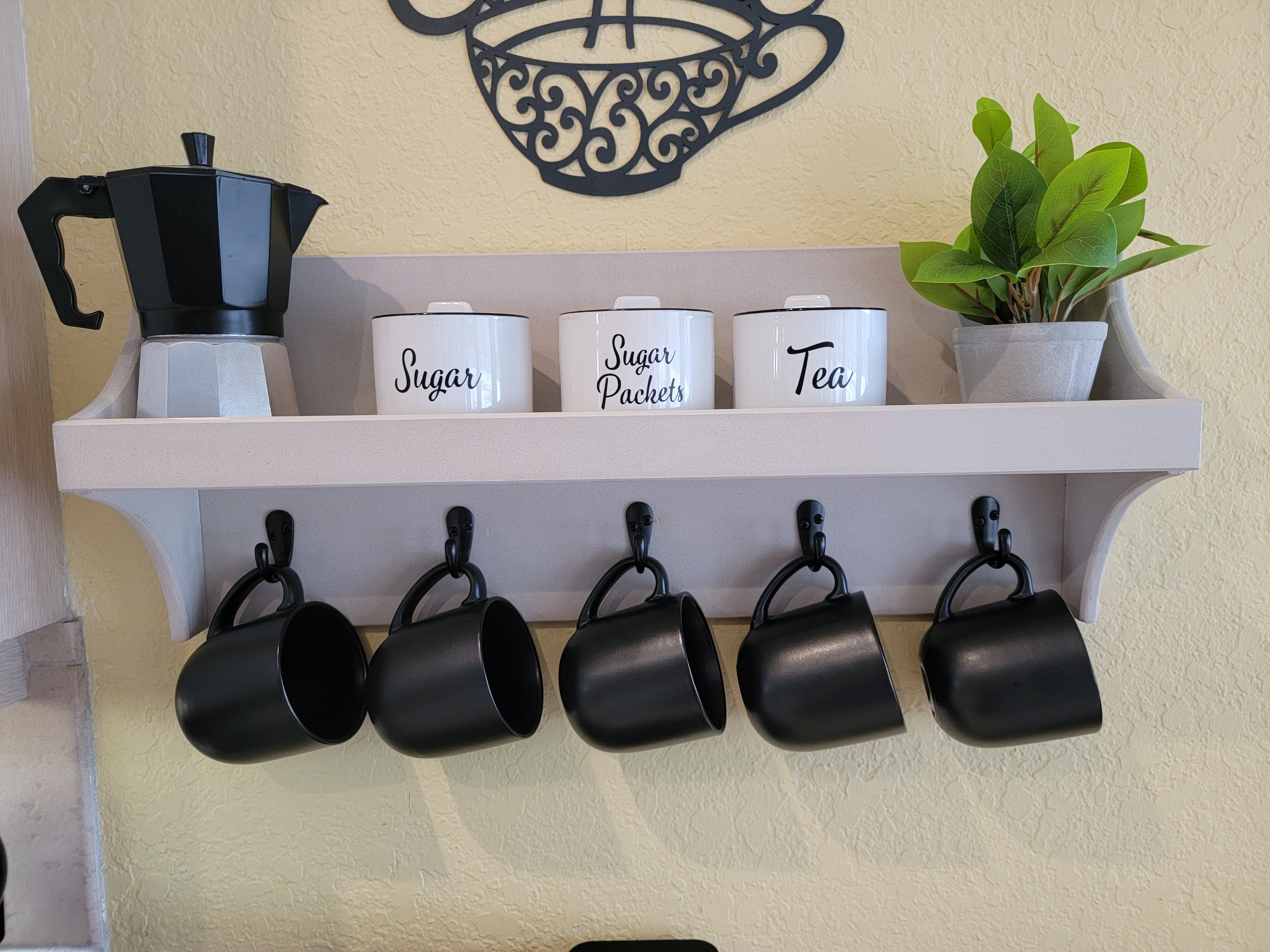 Coffee bar wall shelf deals