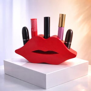 Handmade Wood Lipstick Holder, Vanity Display Holds 5