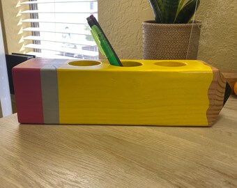SMALL Personalized Wood Pencil- desk accessory/TEACHER GIFT Holder