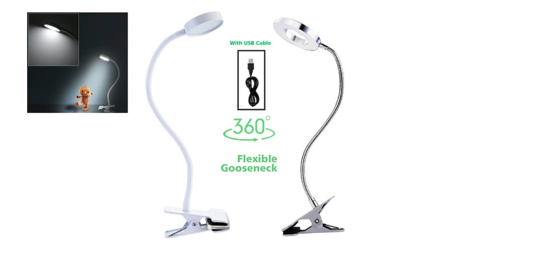 Flexible USB LED Light Metal Clipon Bed Table Desk Study Night Reading Lamp Etsy UK