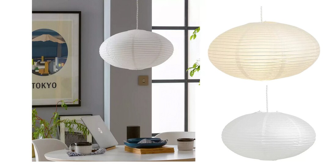 Modern Easy Fit White Oval Paper Lantern Adults Children's Kids Bedroom