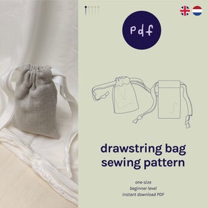 PDF Drawstring Bag Sewing Pattern | Sew your own gift pouch | Beginner level | Instant download