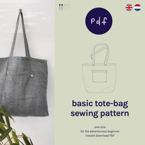 PDF Tote Bag Pattern | Sew your own market tote | Beginner level | Instant download