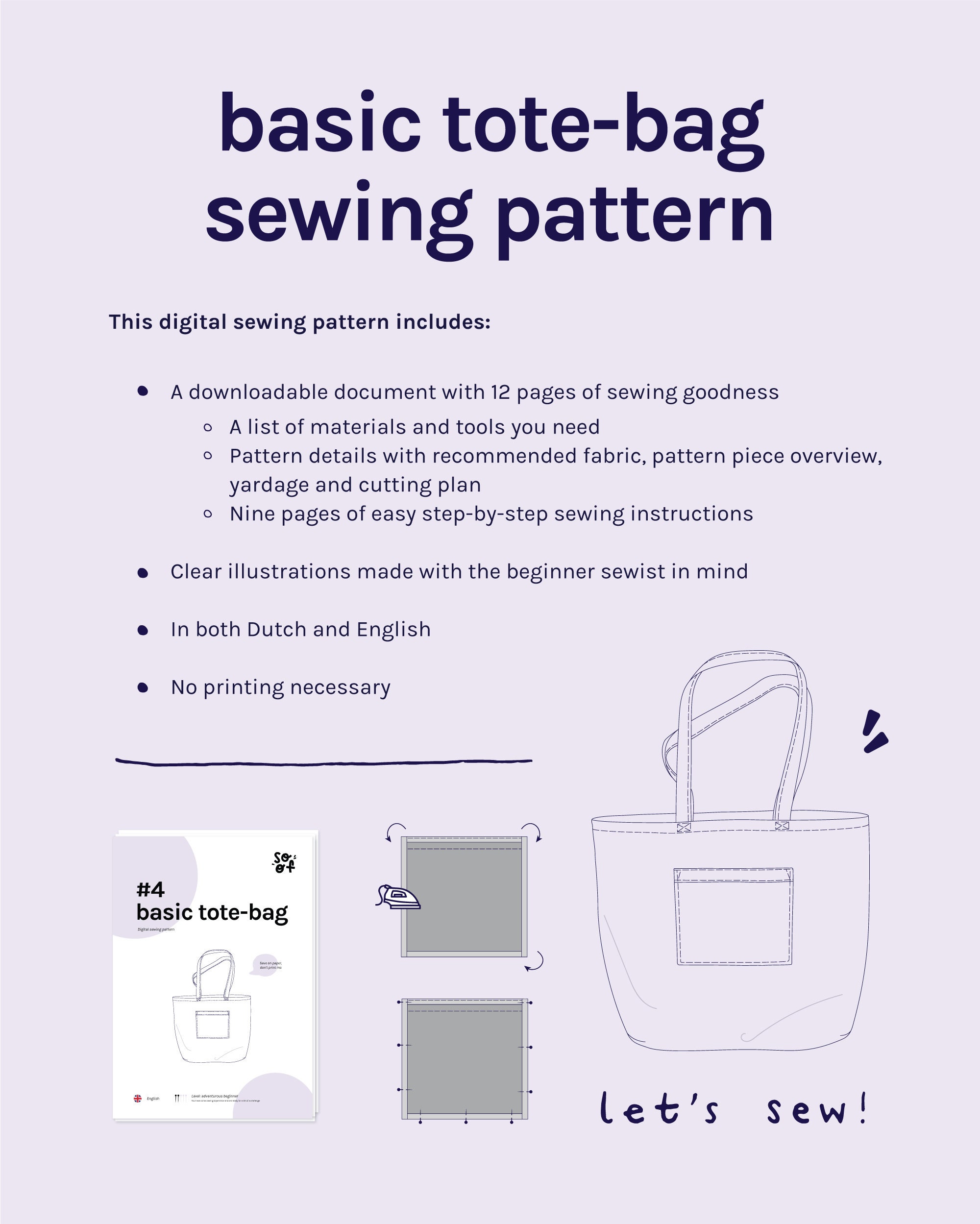 PDF Tote Bag Pattern | Sew Your Own Market Tote | Beginner Level ...