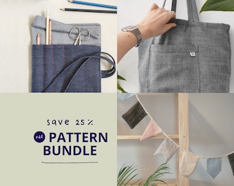 3 Pattern Bundle | #2 Tote-bag, Bunting AND Tool Wrap | Sewing Patterns