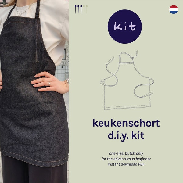 DIY KIT: naai je eigen keukenschort | Dutch | All-in-one kit voor het naaien van een keukenschort | Nederlandstalig