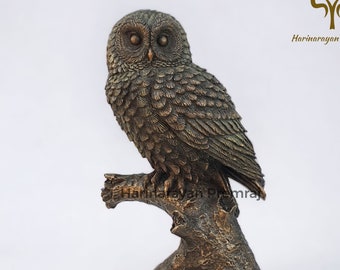 アテナのフクロウのブロンズ像（小） - ギリシャ神話のミネルヴァの