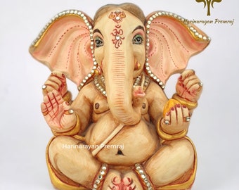 Ganesha Statue, Ganesh Statue, 15CM Cultured Marble Lord Ganesha Idol Antique Finish, Vinayak, Ganapati, good luck God, Elephant god statue.