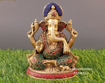Brass Ganesha Statue, 14CM Lord Ganesha Statue, Brass Ganesha, Ganpati idol, Ganesh Statue, Ganesha Statue, Vinayaka Statue, Elephant God
