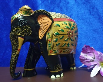 Wooden HandPainted Elephant/ Hand Carved Elephant Figure/ Elephant/ Fine art/House Decor/ Indian Elephant/ Perfect Gift/ Indian(Jaipur) Art.