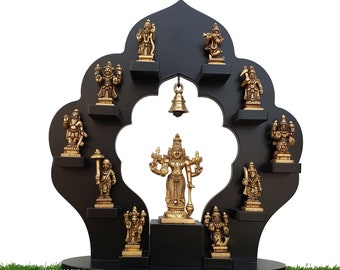 Vishnu Dashavatara, 37 CM Brass Lord Vishnu Dashavatar,Ten Incarnations (Avatars) of Lord Vishnu,Hindu god Vishnu surrounded by his Avatars.
