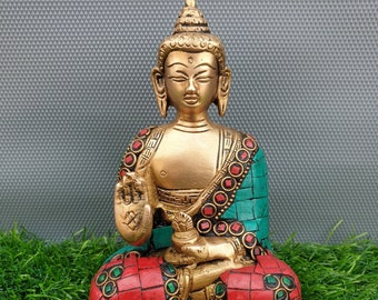 Estatua de Buda de latón, 5,5 pulgadas, ídolo del Señor Buda de latón, decoración de la sala de meditación del estudio de yoga del altar de la deidad budista interior al aire libre, regalo.