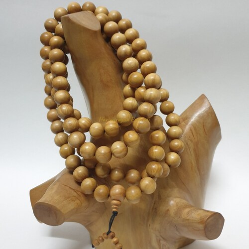Pure Sandalwood Mala • 12mm • Orignal Sandalwood Stretch Mala Prayer Beads • 108 Beads • Buddhist Mala• Tibetan Mala • Elastic shops cord.