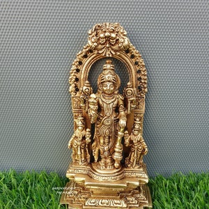 Brass Vishnu Statue, 5.5&quot; Inch, Vishnu Sridevi Bhudevi Statue, God of Love Couple Idol, Lord Vishnu Narayan Sculpture, Lord Krishna.