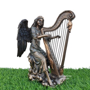 即日発送 Angel with 7.25 Sculpture, Harp Lyre その他