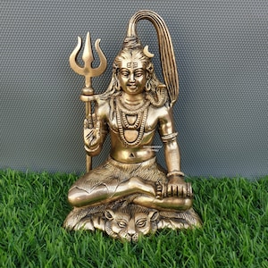 Brass Lord Shiva statue, 6.5&quot; Inch, Shiv, Blessing Siva, Mahadev, Rudra, Shankara, Adiyogi, Hindu god of Meditation, Yoga, Time,Arts & Dance