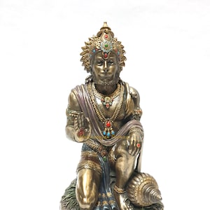 Estátua de Hanuman, estátua do Senhor Hanuman, 7,5 polegadas, presente religioso e espiritual, Deus Macaco, Senhor Rama, bênção de Hanuman, Hanuman sentado, Ram Bhakt