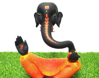 Estatua moderna de Ganesha, estatua del Señor Ganesha, 8,2 pulgadas, Ganesh, estatua del dios elefante, dios hindú de la buena suerte, la riqueza, el éxito y el nuevo comienzo.