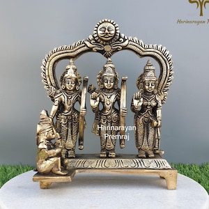 Brass Ram Darbar Statue, 21 cm Big Brass Ram Darbar, Rama Family Idol, Ramdarbar Statue, Ram Parivar Murti, Ram Darbar Statue in Brass, Gift