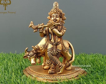 真鍮製ラーダ クリシュナ像、16.5 CM ラーダ クリシュナ像 立っている
