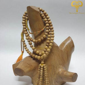 Pure Sandalwood Mala • Orignal Sandalwood Unique Mala • Sandalwood Necklace• Buddhist Mala• Tibetan Mala• Yellow Tassel •Sandalwood.