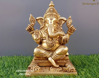 Brass Ganesha Statue, 21CM Lord Ganesh Statue, Brass Ganesha, Ganpati idol, Ganesh Statue, Ganesha Statue, Vinayaka Statue,Elephant God,gift
