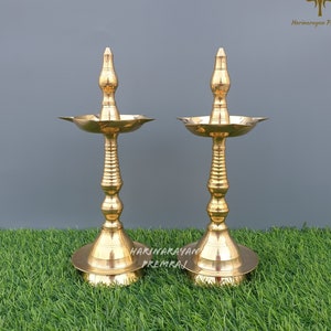 Brass Diya, 25CM Big Diyas, Brass Kerela Lamps, Home Temple Dia, Oil Lamp, Oil Dia, Altar Decor, Brass Deepak, Indian Design Dia, Laxmi Diya