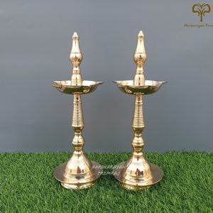 Brass Diya, 32CM Big Diyas, Brass Kerela Lamps, Home Temple Dia, Oil Lamp, Oil Dia, Altar Decor, Brass Deepak, Indian Design Dia, Laxmi Diya