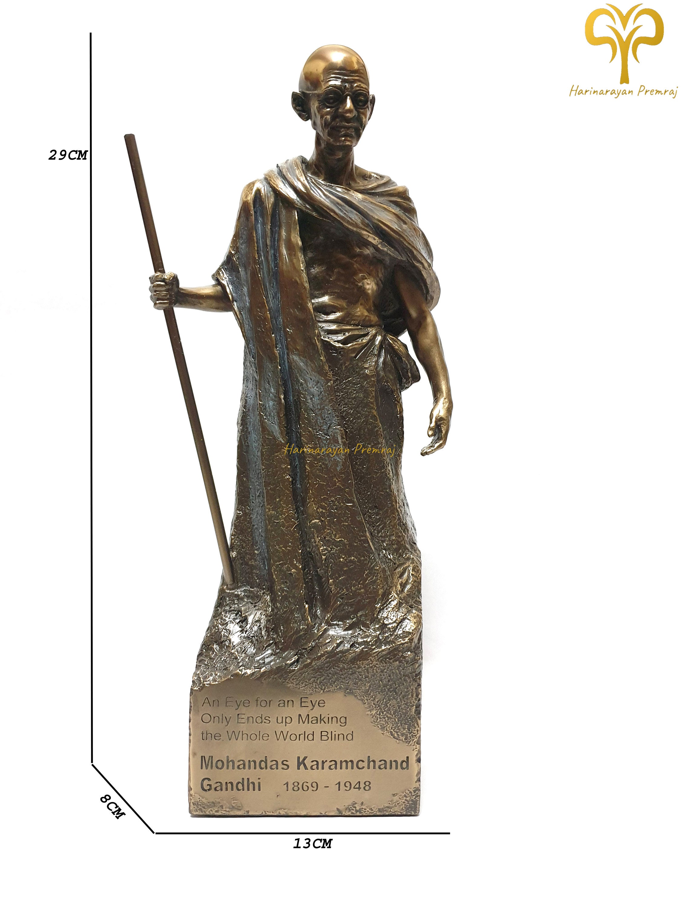 マハトマ・ガンジー像 • 11.4インチ • 接着ブロンズ像 • モハンダス