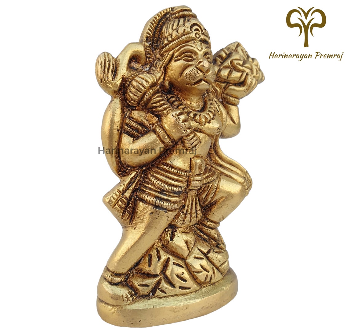 Brass Hanuman Statue, 10.5 CM Lord Hanuman With Sanjivani Mountain ...