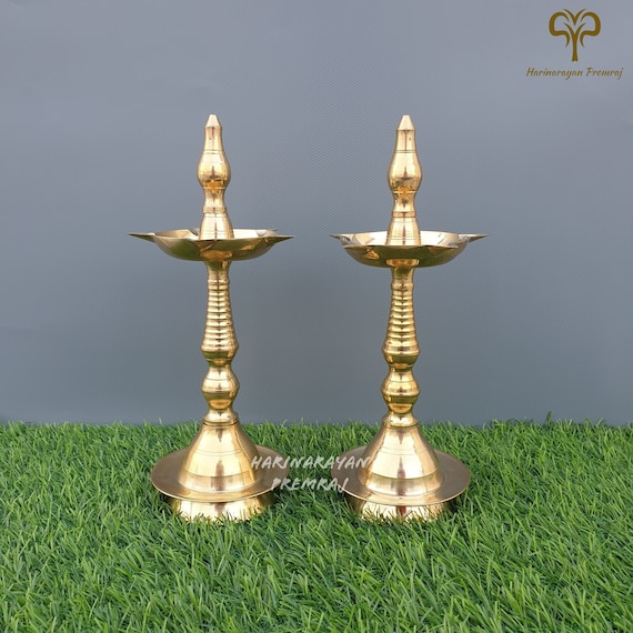 Brass Diya 25CM Big Diyas Brass Kerela Lamps Home Temple Dia