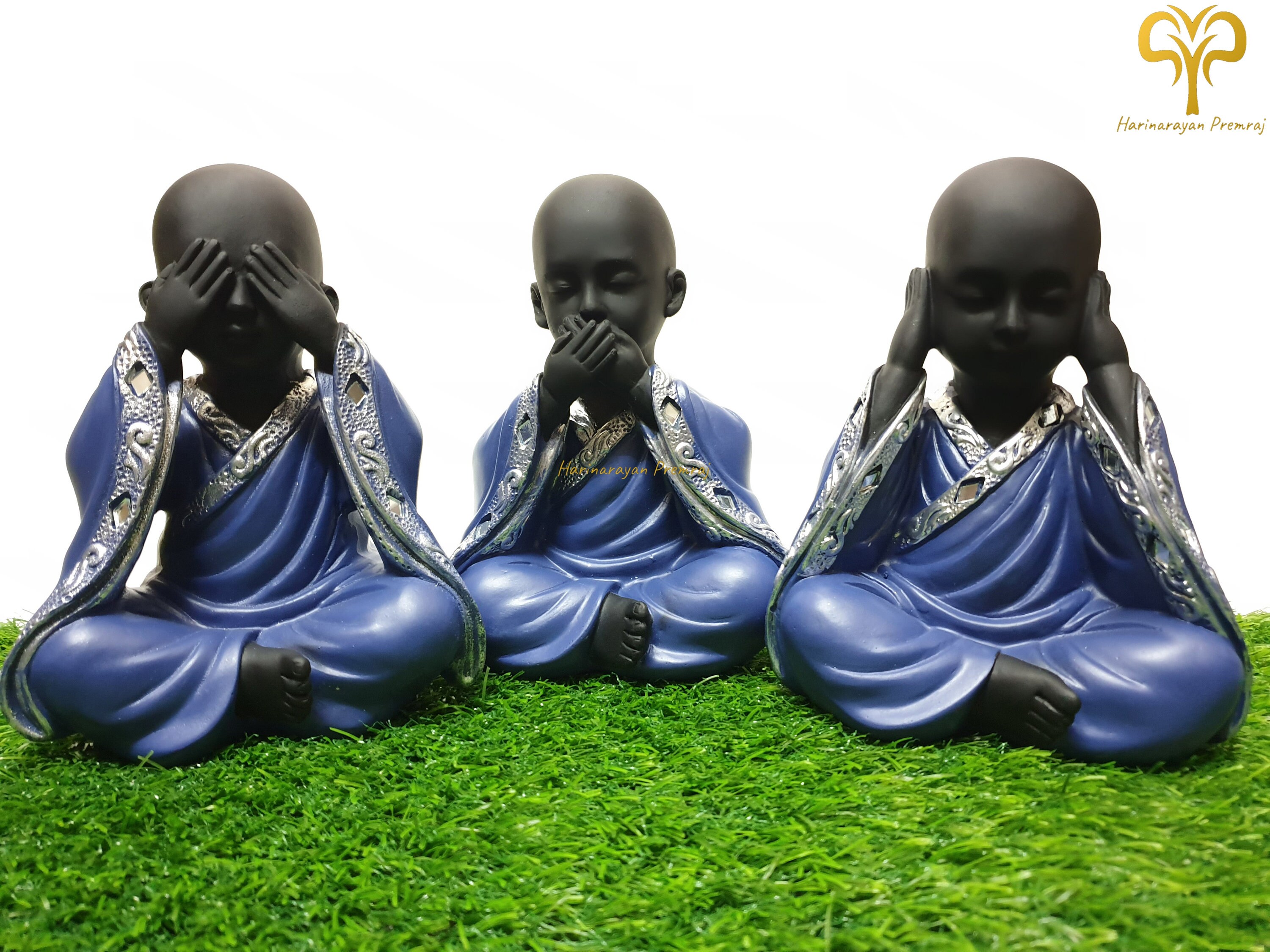 Baby Buddha Monk Set (Set Of 3 Pcs.) ,Buddha Statue, 6.7" Inches, Gautam Buddha, 3 Wise Statue, Lord Siddhartha, Meditation, Bhuddhism God.
