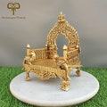 Brass Throne Seat Singhasan, 21CM Pooja Chowki in Brass, Choki for Pooja, Temple, Mandir, Indian Decor, Puja, Brass God Statues Chowki Aasan