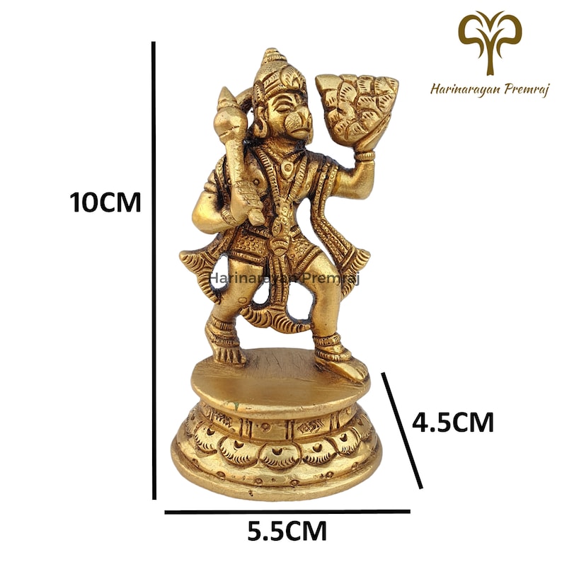 Brass Hanuman Statue, 10.5 CM Lord Hanuman With Sanjivani Mountain ...