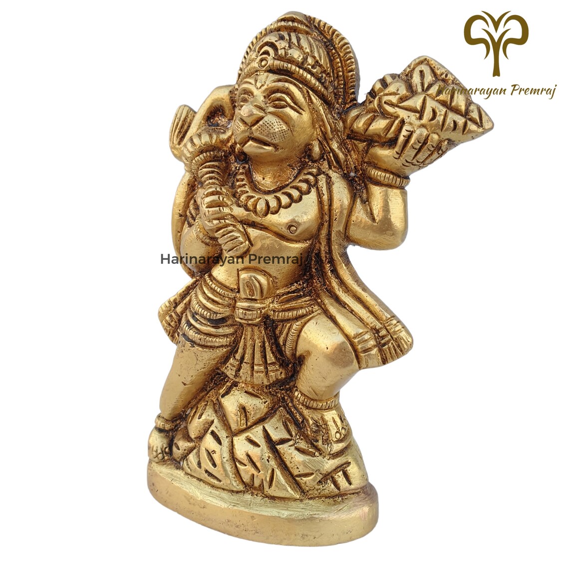 Brass Hanuman Statue, 10.5 CM Lord Hanuman With Sanjivani Mountain ...