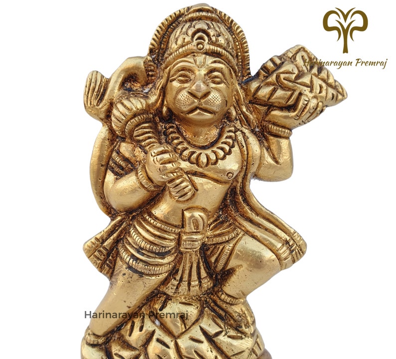Brass Hanuman Statue, 10.5 CM Lord Hanuman With Sanjivani Mountain ...