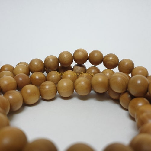 Pure Sandalwood Mala • 12mm • Orignal Sandalwood Stretch Mala Prayer Beads • 108 Beads • Buddhist Mala• Tibetan Mala • Elastic shops cord.