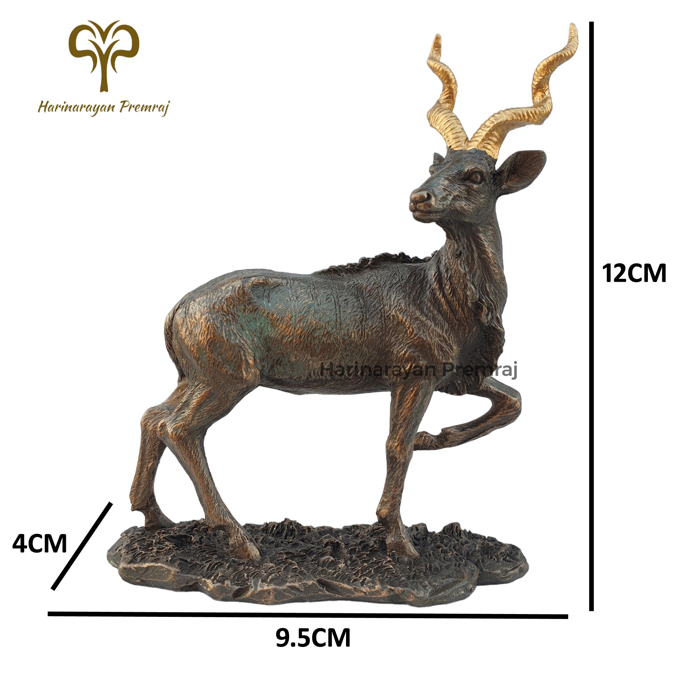 Golden-horned Deer Statue, 12CM Bonded Bronze Ceryneian Hind