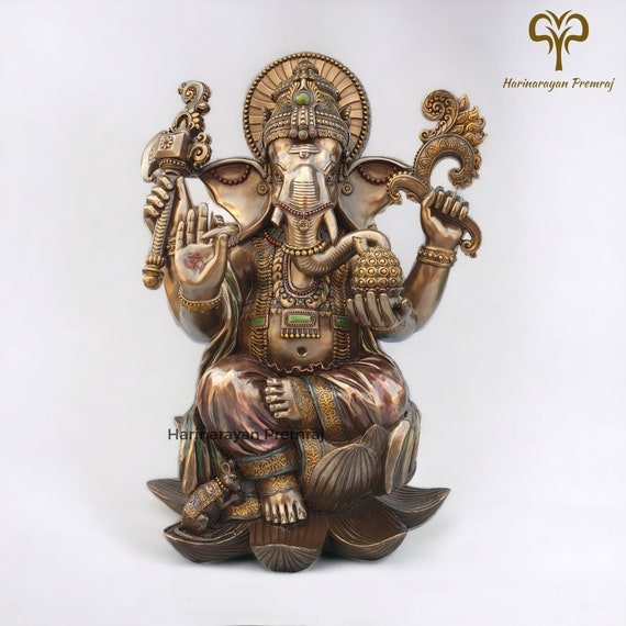 Big Ganesha Statue, 61CM Large Bonded Bronze Lord Ganesha Statue