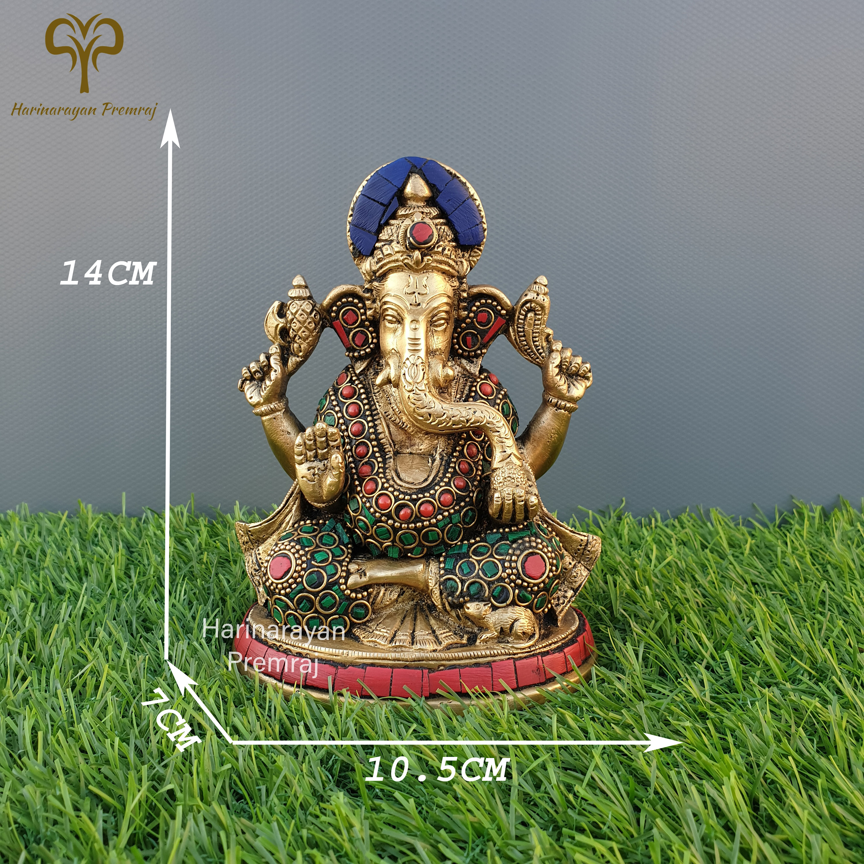 真鍮ガネーシャ像、14 CM 主ガネーシャ像、真鍮ガネーシャ、ガンパティ