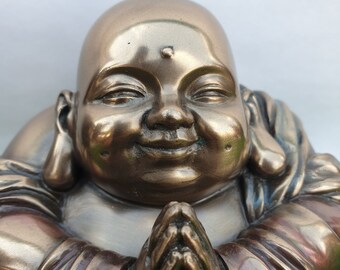 笑う仏像、4.5インチの中国仏像、布袋様僧侶像、富と平和のための仏陀