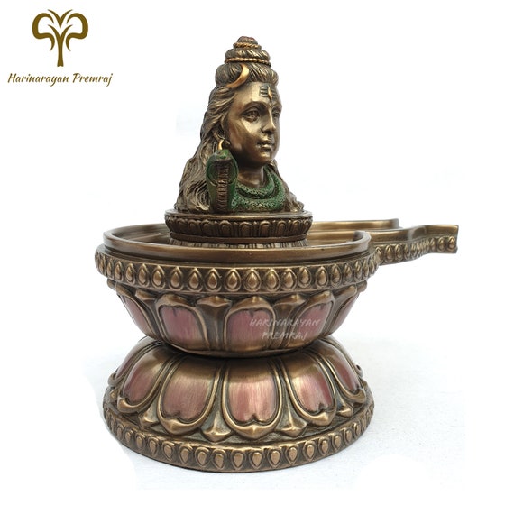 シヴァ神リンガ像、15 CM 結合ブロンズ製シヴァリンガム偶像、シヴァ