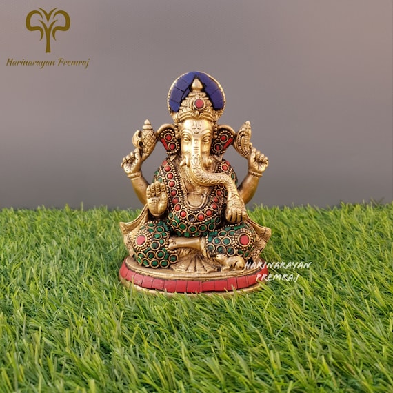 真鍮ガネーシャ像、14 CM 主ガネーシャ像、真鍮ガネーシャ、ガンパティ