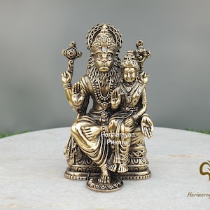 Brass Narsimha Statue Fine, 10CM Narsingh Hindu God, Narshima, Vishnu incarnation Avtar, Indian God, Vishnu idol, Laxminarayan Murti Statue