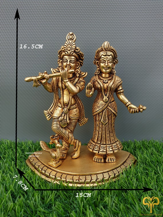 真鍮製ラーダ クリシュナ像、16.5 CM ラーダ クリシュナ像 立っている